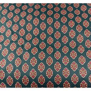 Green & Red Cotton Fabric 1/2 yard x 44” Floral Pattern Vintage